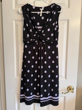 Soma Black Dress with Lilac Polka Dots